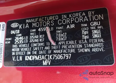 2019 Kia Sportage Lx z USA, uszkodzony, nr VIN KNDPM3AC1K7506797